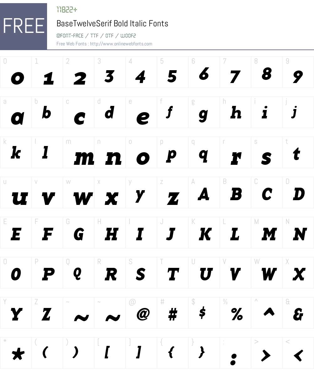 BaseTwelveSerif Font Screenshots