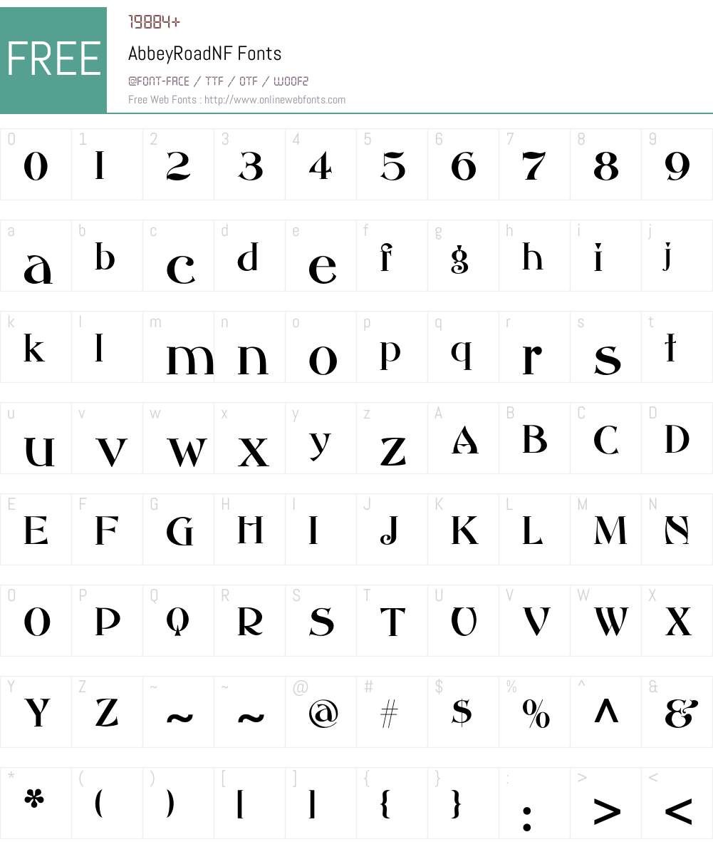 AbbeyRoadNF Font Screenshots