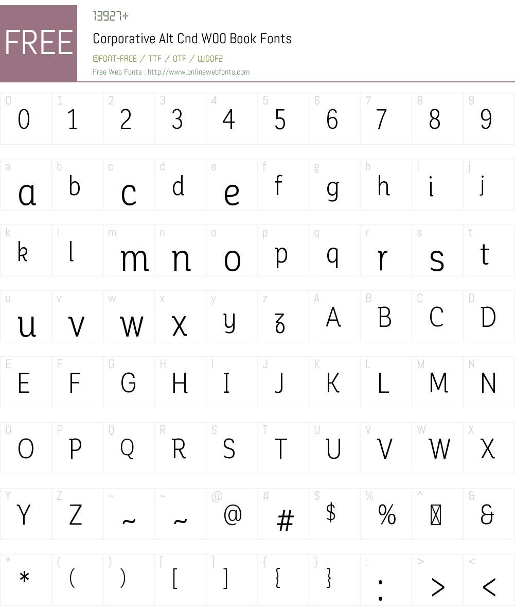 CorporativeAltCndW00-Book Font Screenshots