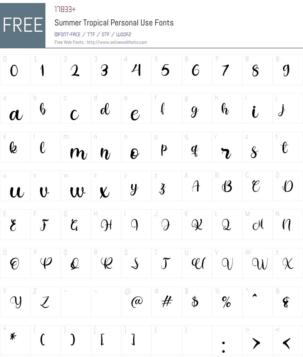 Summer Tropical Personal Use Font Screenshots
