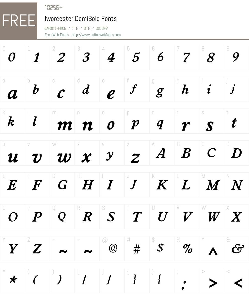 Iworcester Font Screenshots