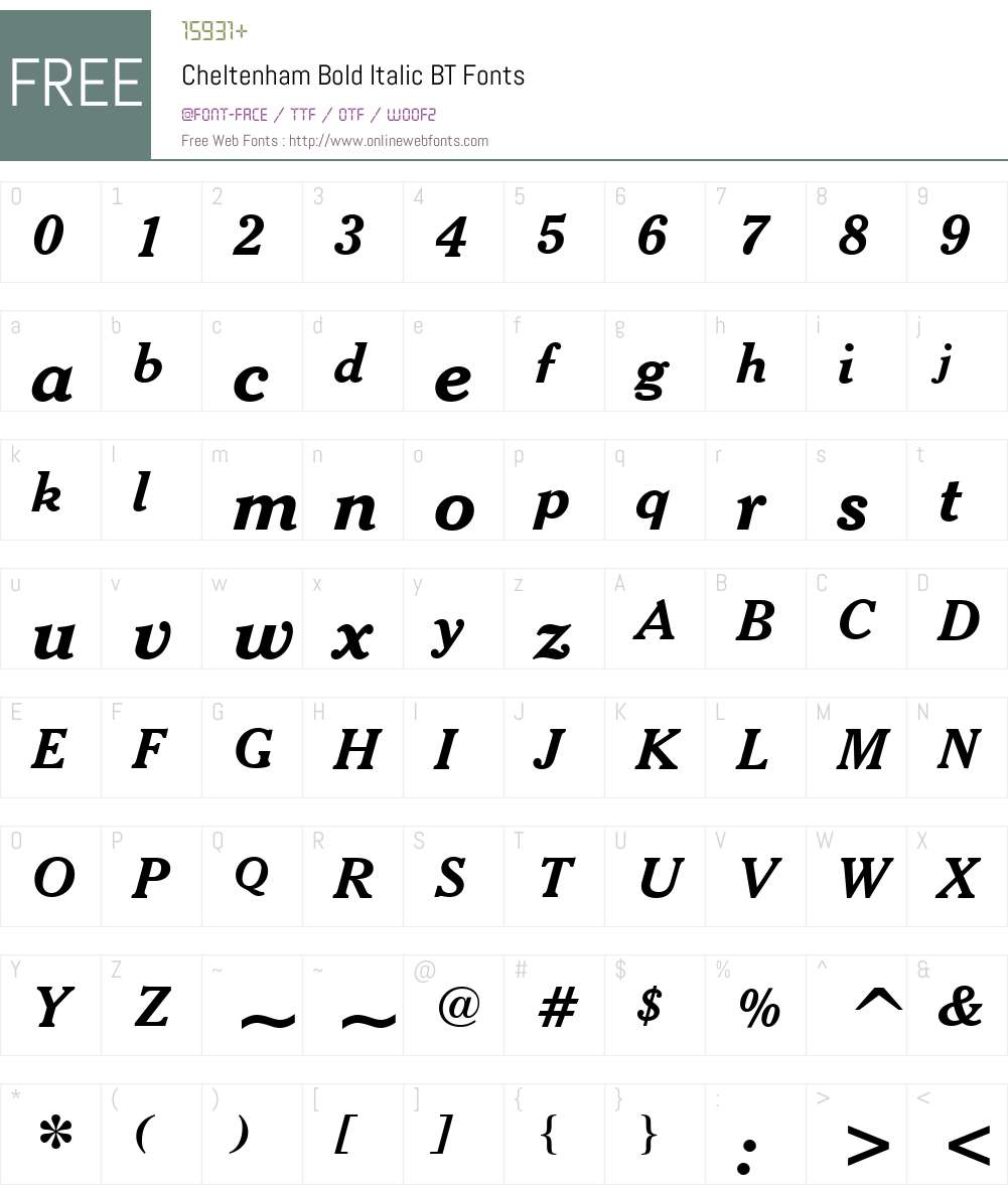 Cheltenhm BT Font Screenshots