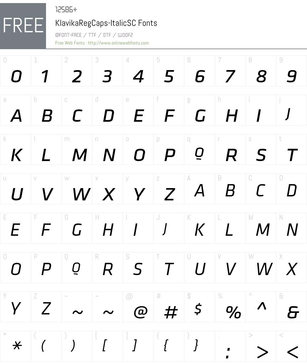 Klavika Reg Caps Font Screenshots