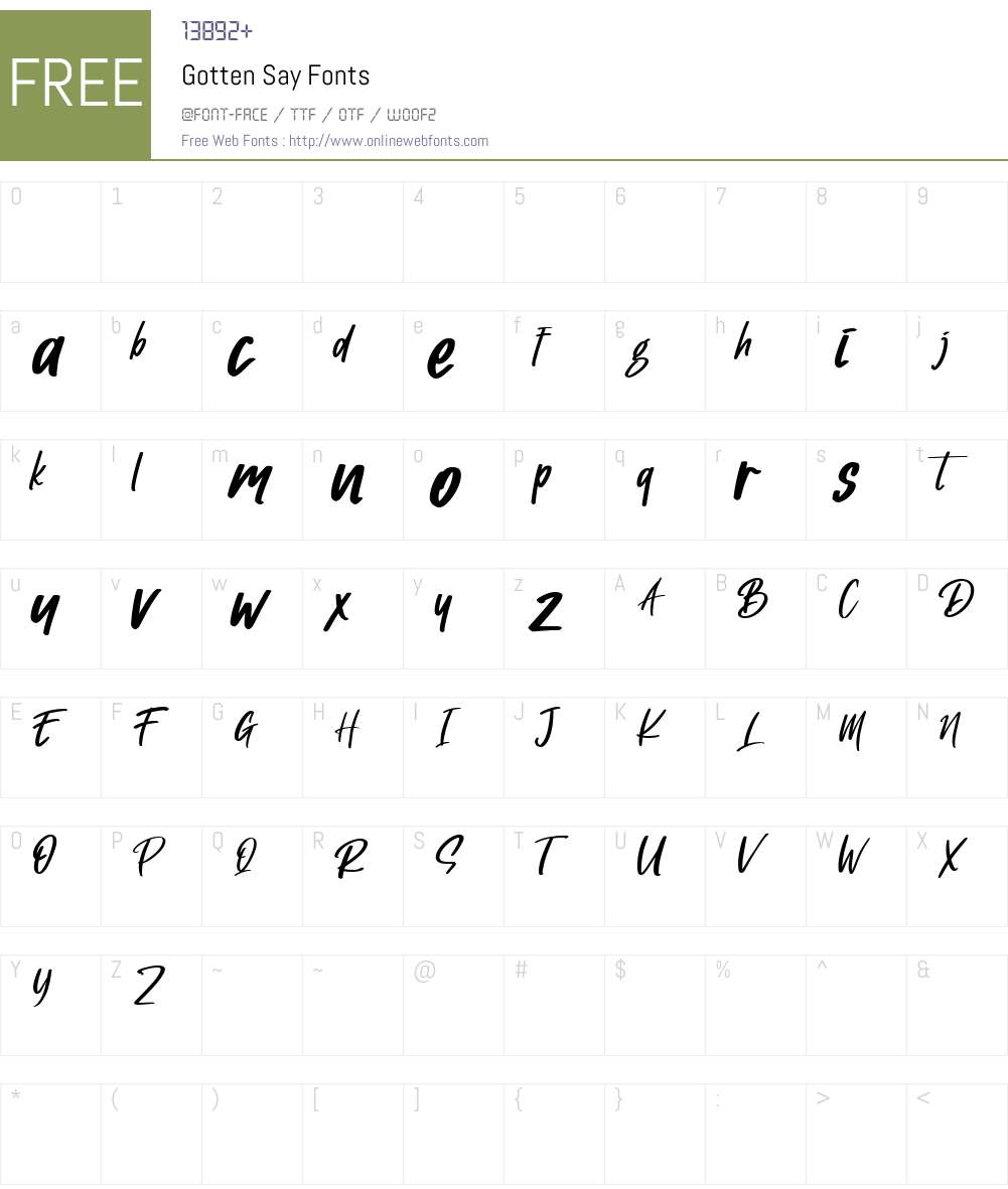 Gotten Say Font Screenshots