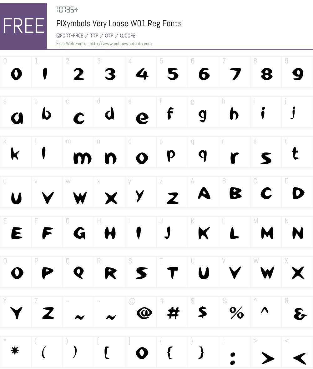 PIXymbolsVeryLooseW01-Reg Font Screenshots