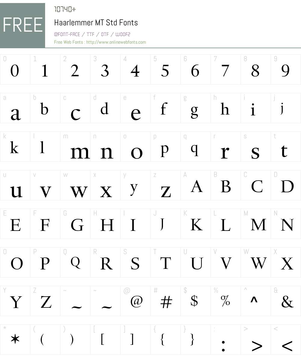 Haarlemmer MT Std Font Screenshots
