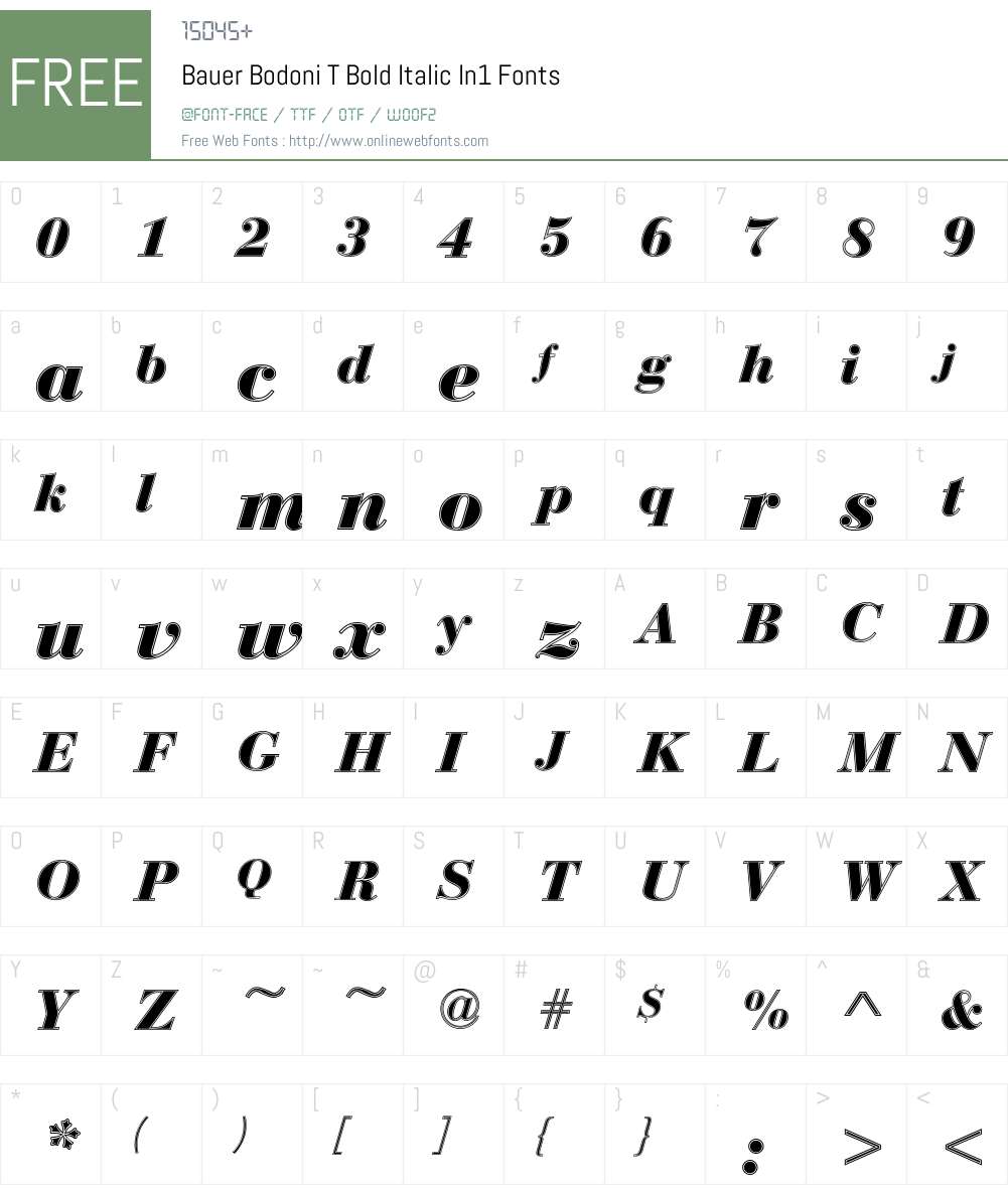 Bauer Bodoni T In1 Font Screenshots