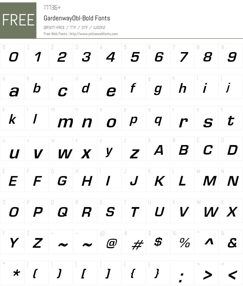 GardenwayObl-Bold Font Screenshots