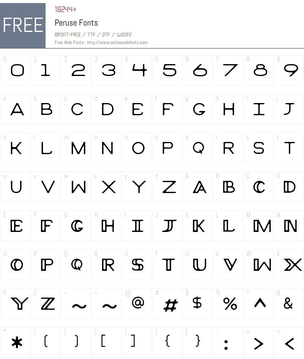 Peruse Font Screenshots