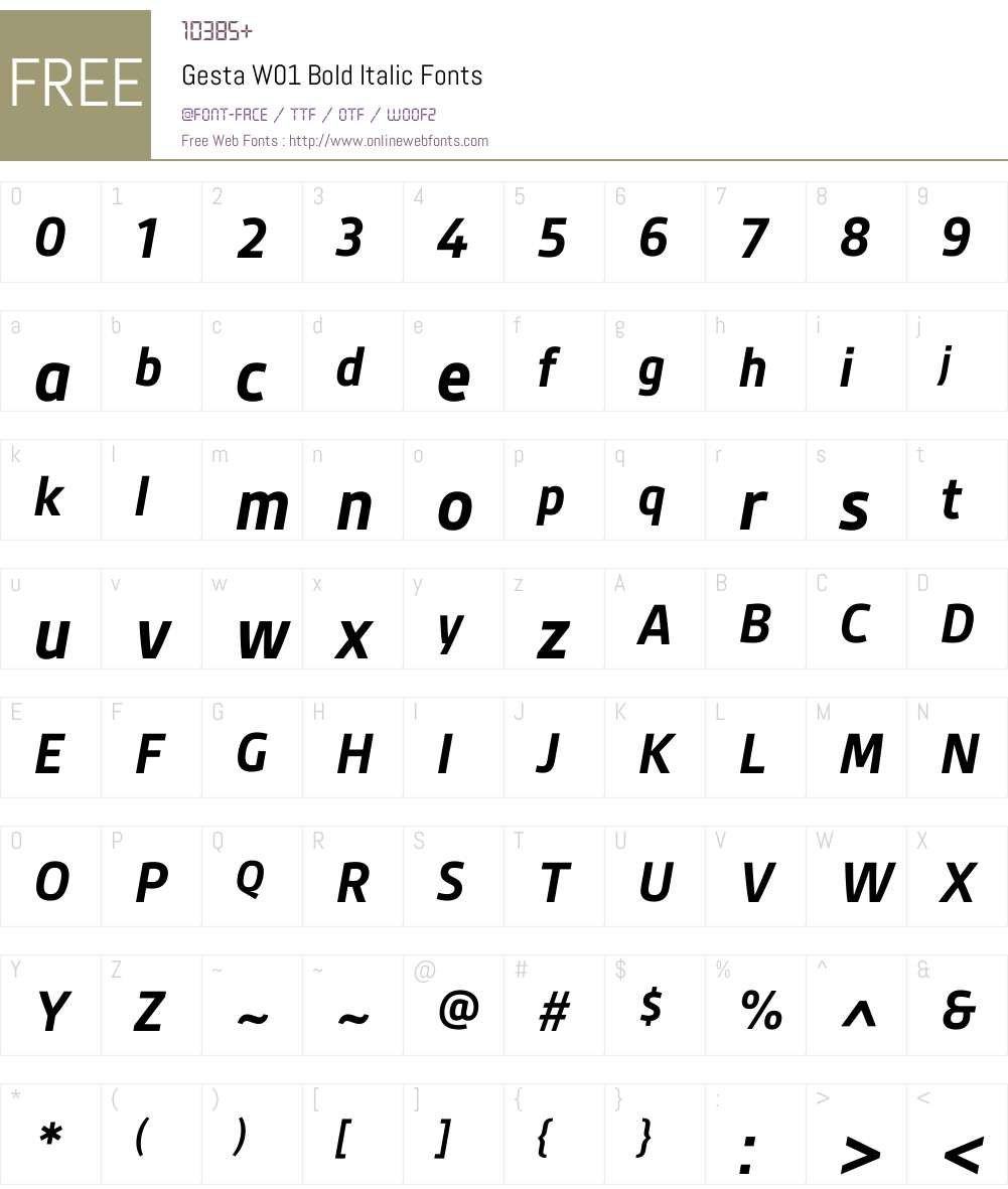GestaW01-BoldItalic Font Screenshots