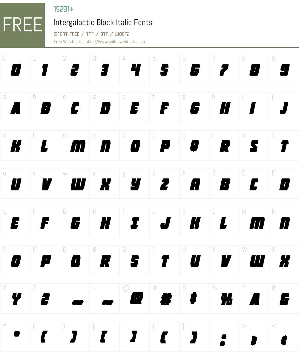 Intergalactic Block Italic Font Screenshots