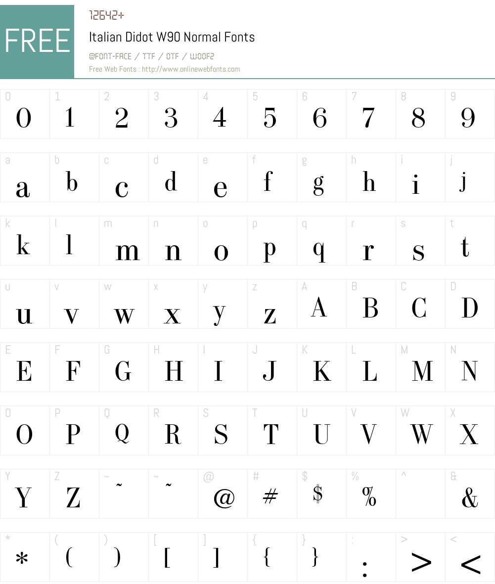 ItalianDidotW90-Normal Font Screenshots