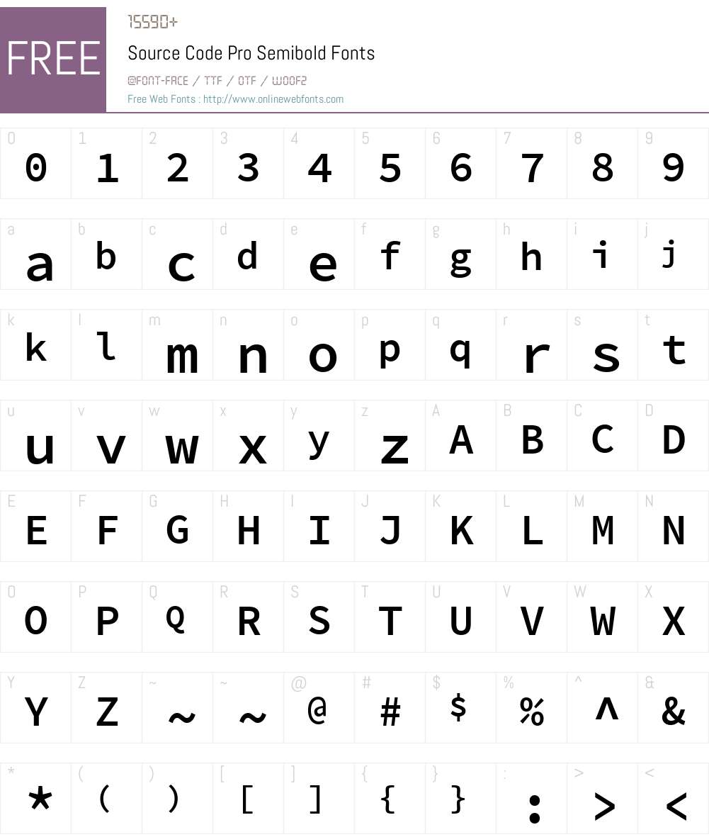 Source Code Pro Semibold Font Screenshots