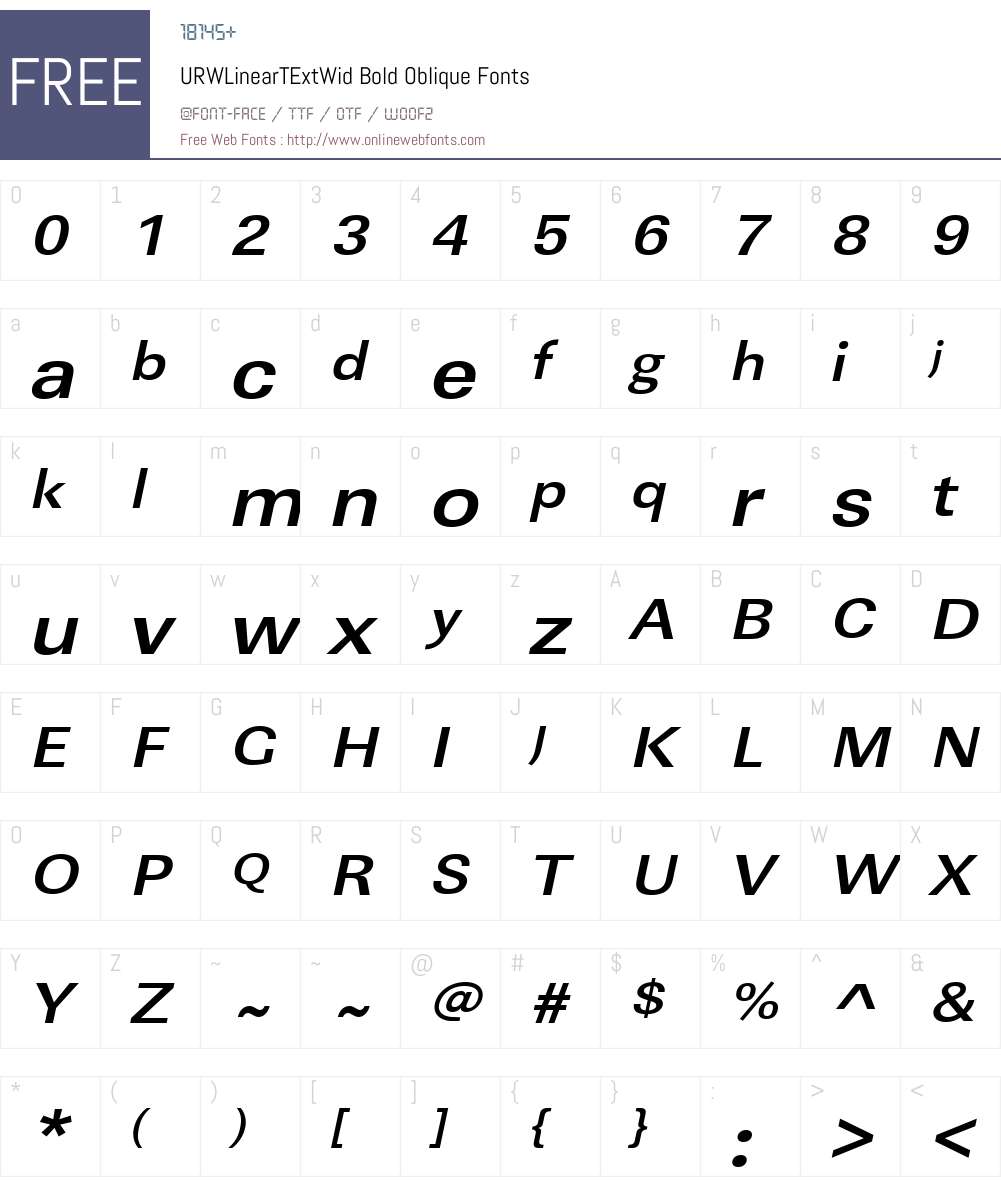 URWLinearTExtWid Font Screenshots