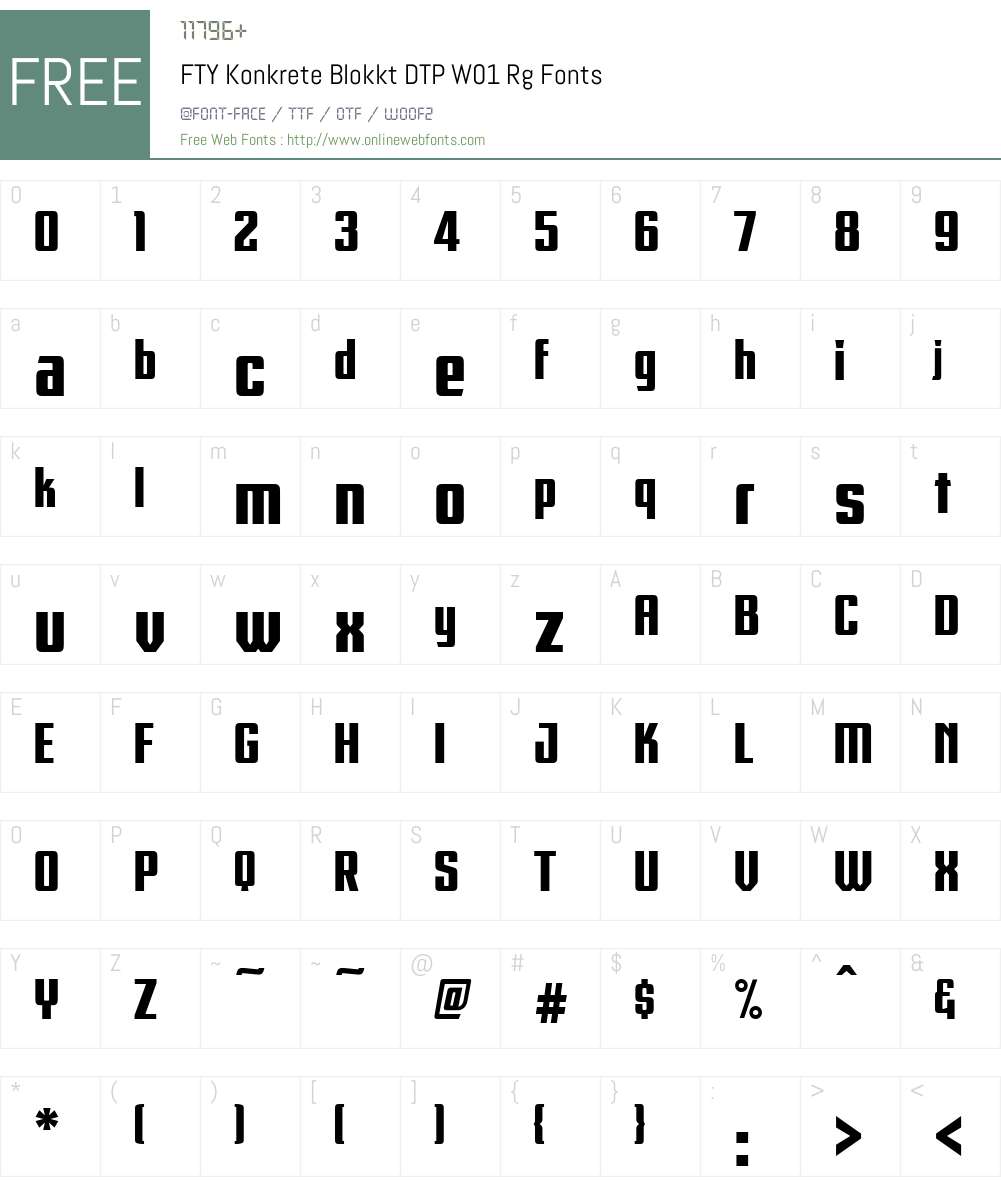 FTYKonkreteBlokktDTPW01-Rg Font Screenshots
