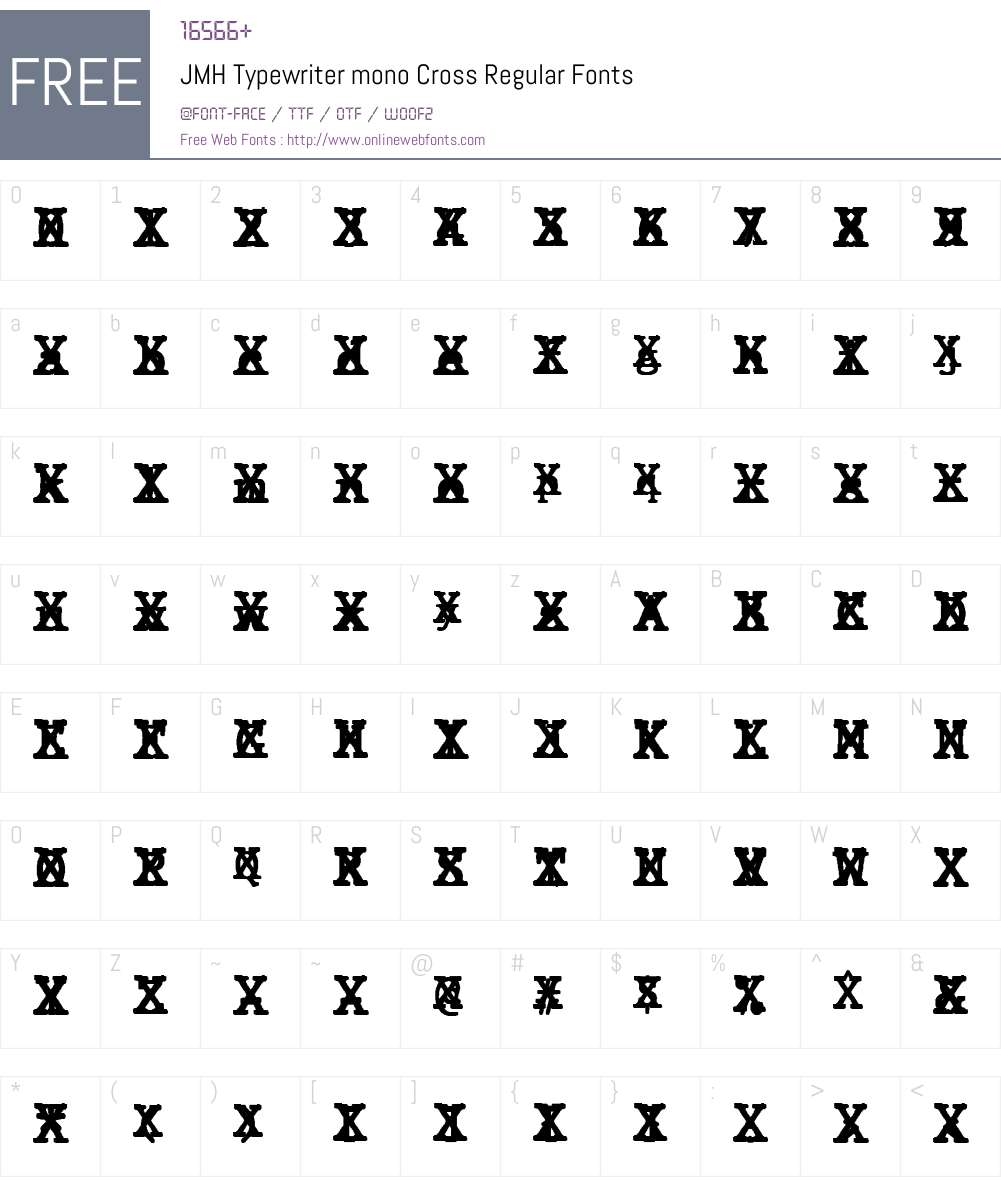 JMH Typewriter mono Cross Font Screenshots