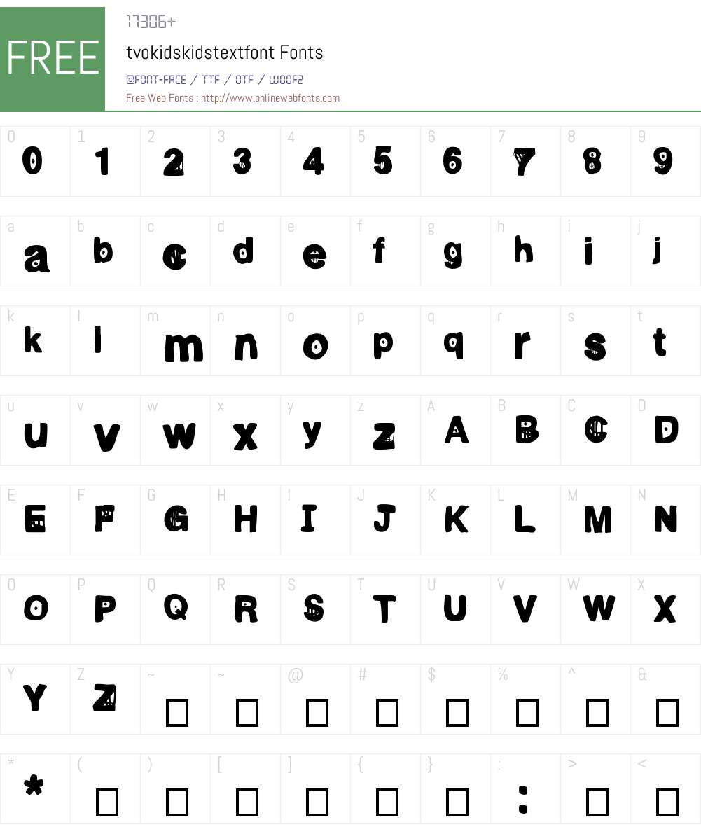 tvokidskidstextfont 001.000 Fonts Free Download 