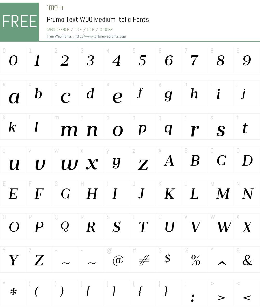 PrumoTextW00-MediumItalic Font Screenshots