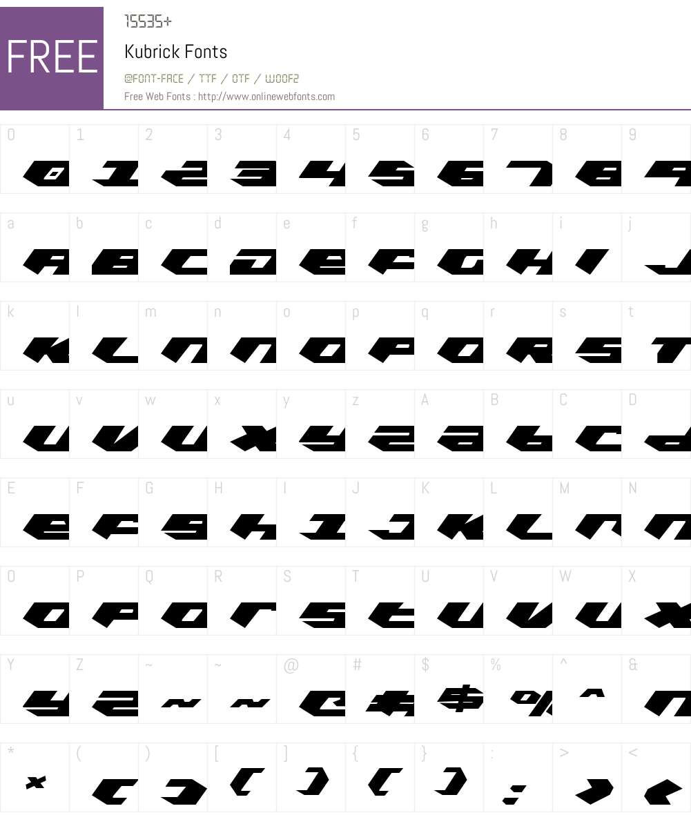 Kubrick Font Screenshots