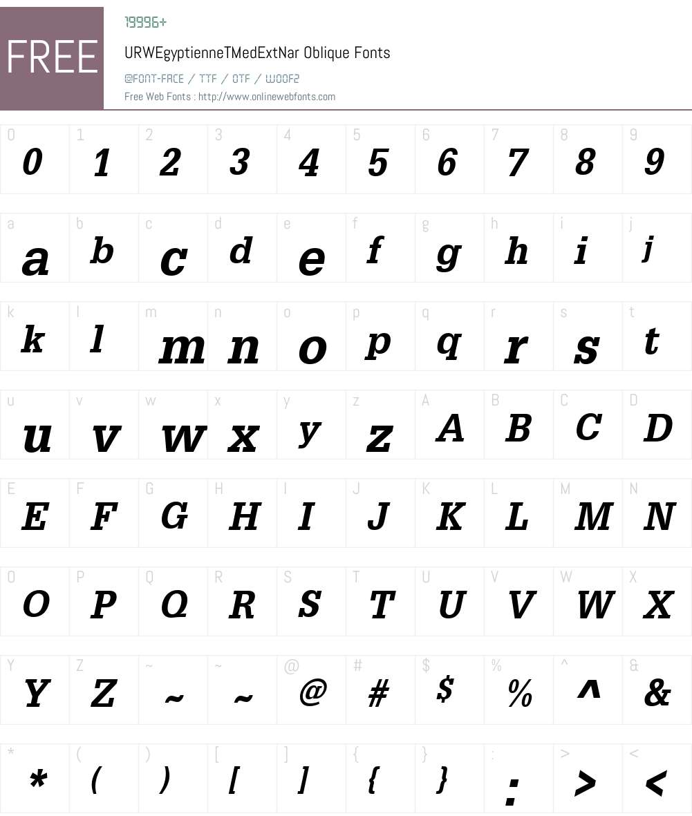URWEgyptienneTMedExtNar Font Screenshots