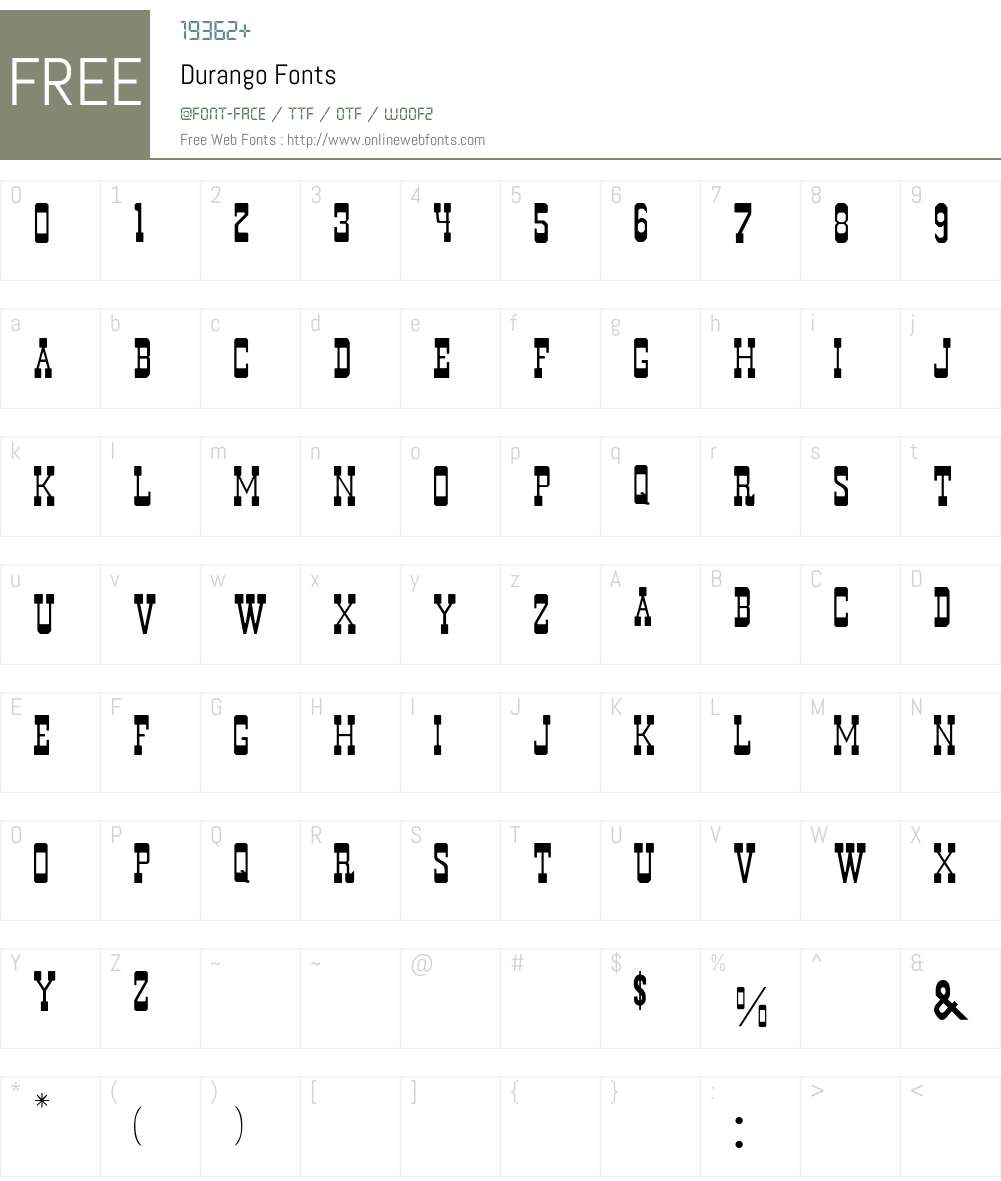 Durango Font Screenshots
