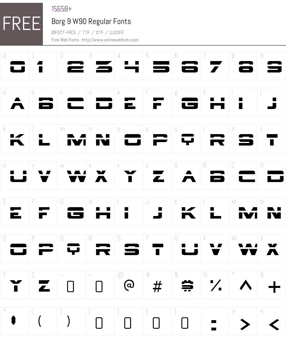 Borg9W90-Regular Font Screenshots