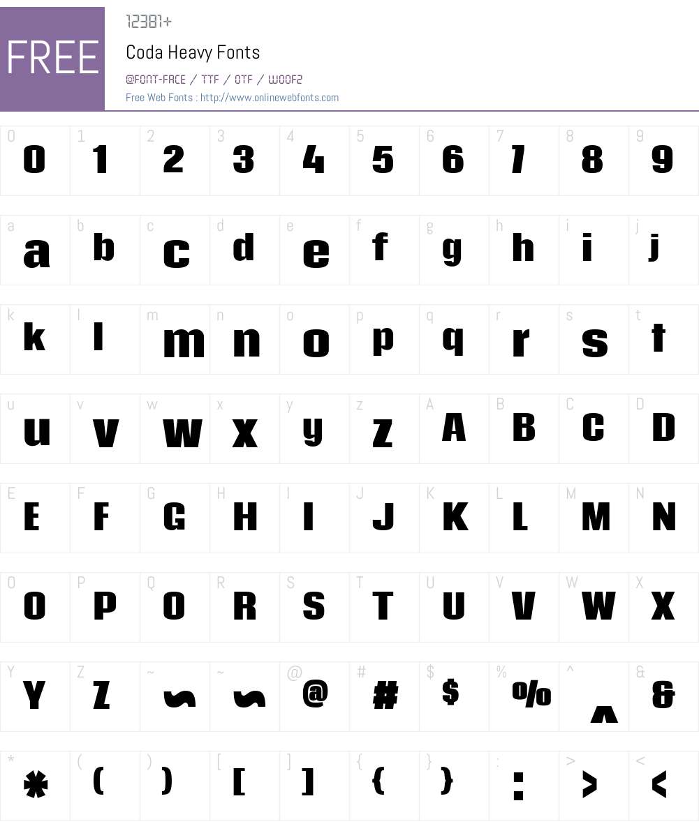 Coda Font Screenshots