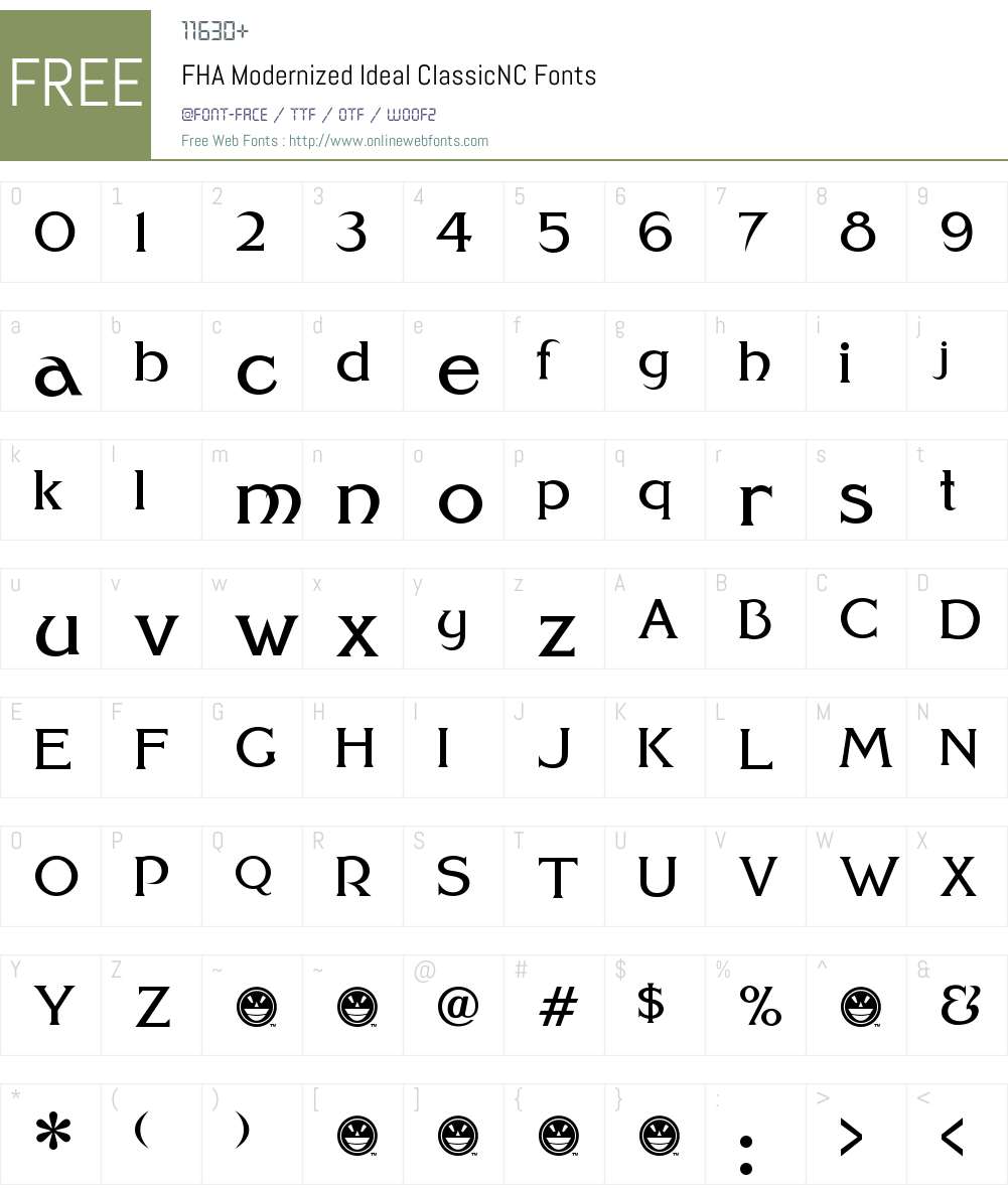 FHA Modernized Ideal ClassicNC Font Screenshots