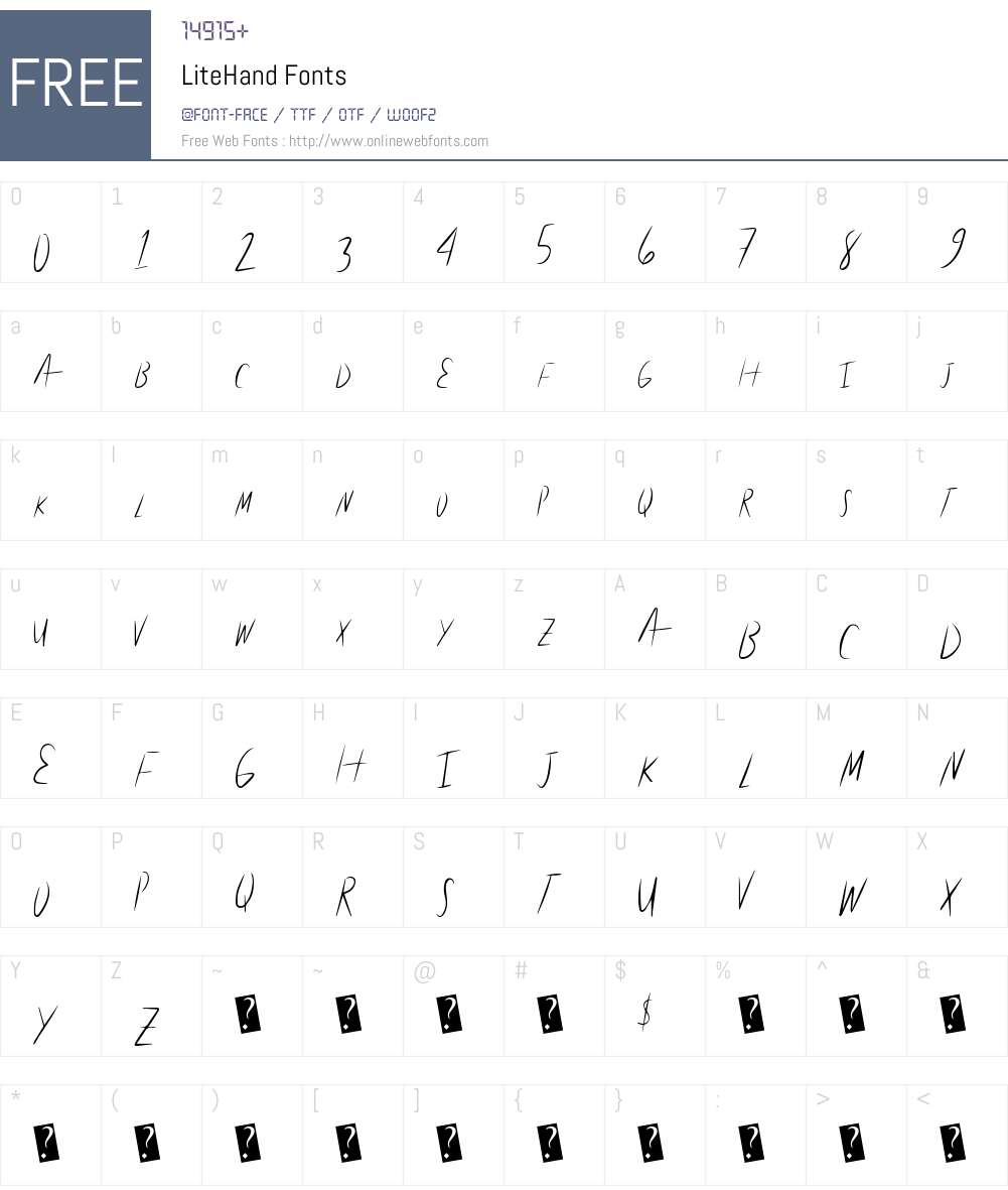 LiteHand Font Screenshots