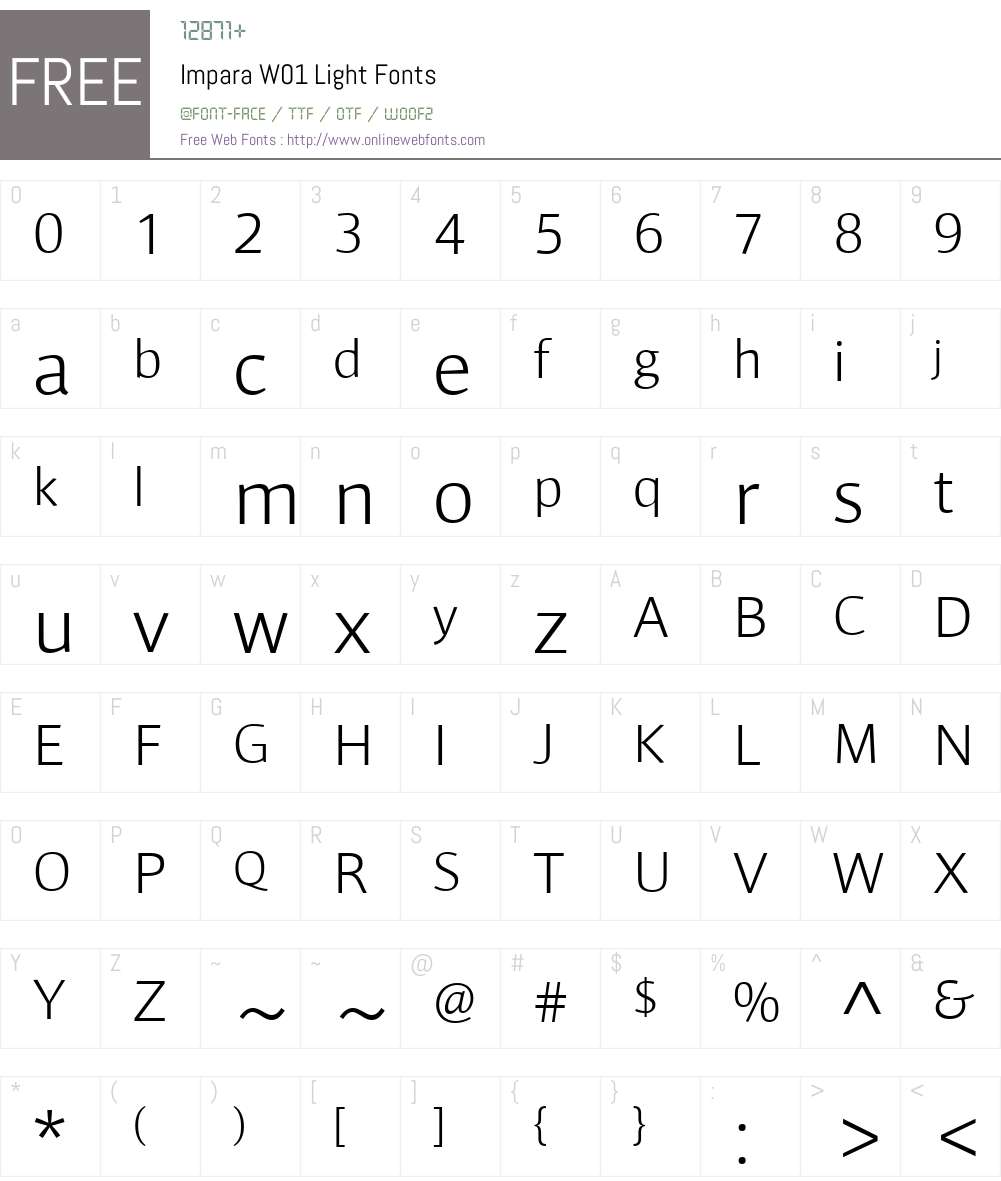 ImparaW01-Light Font Screenshots