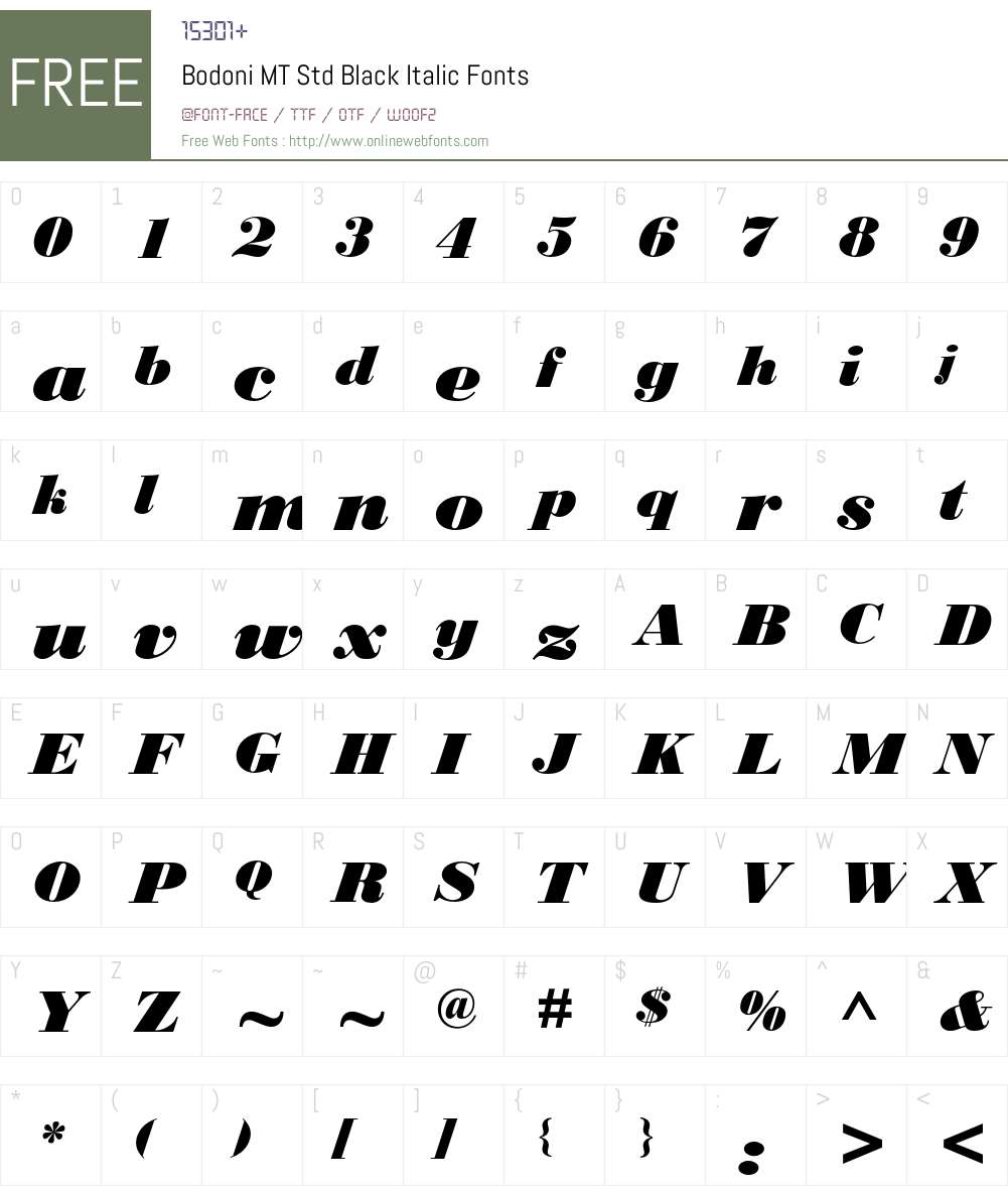 Bodoni MT Std Font Screenshots