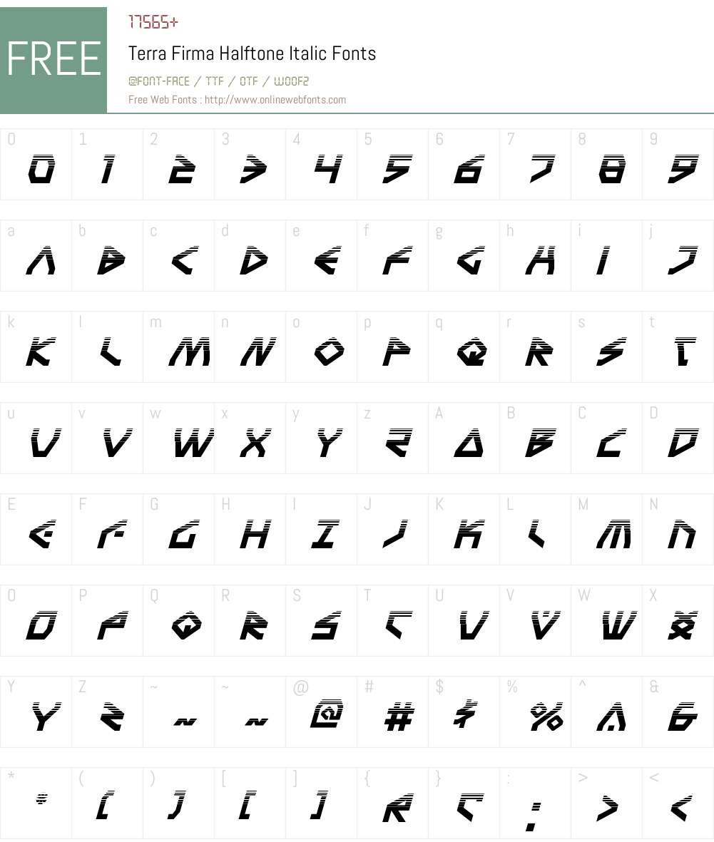 Terra Firma Halftone Italic Font Screenshots