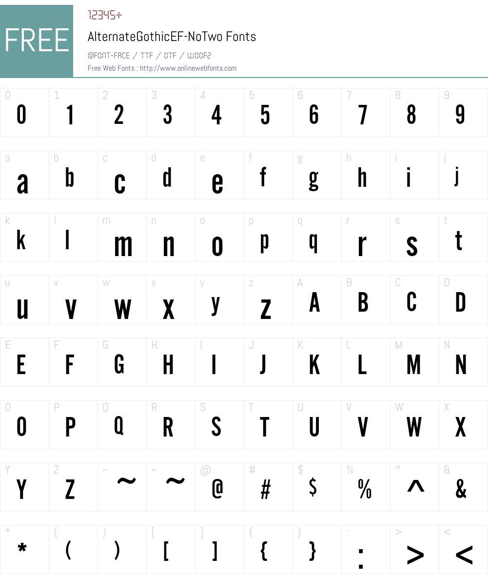 AlternateGothicEF Font Screenshots