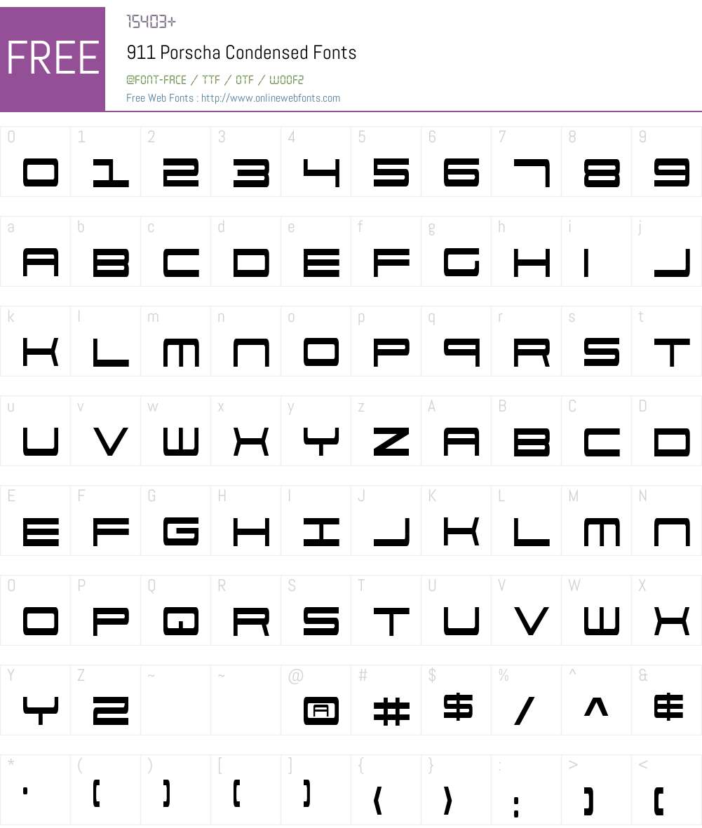 911 Porscha Condensed Font Screenshots