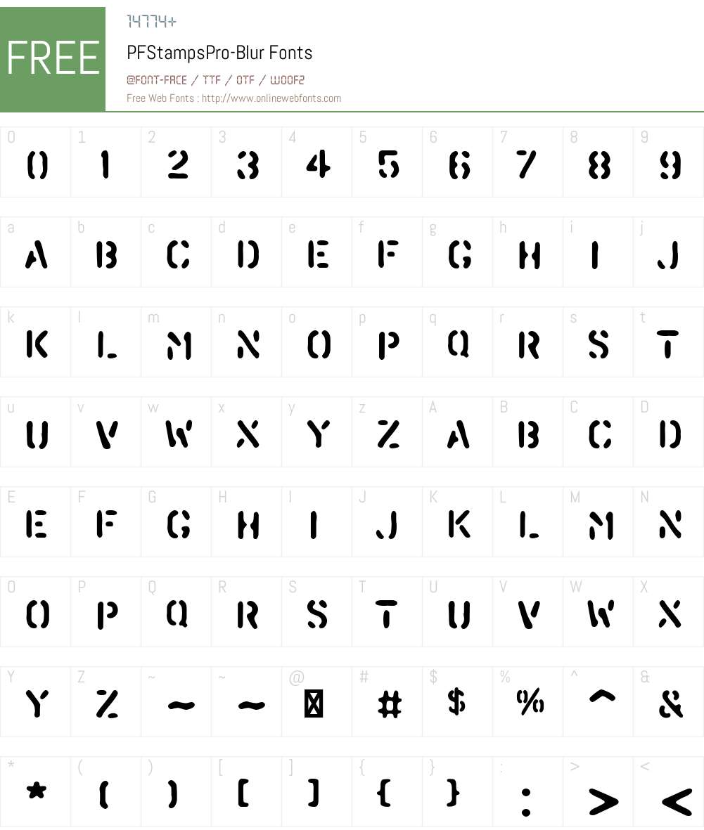 PF Stamps Pro Blur Font Screenshots