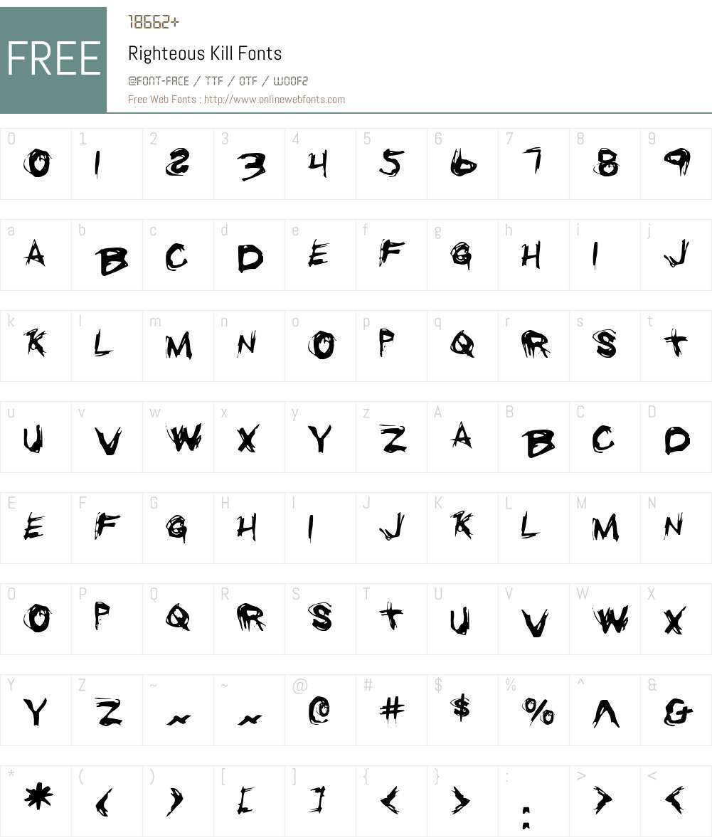 Righteous Kill Font Screenshots