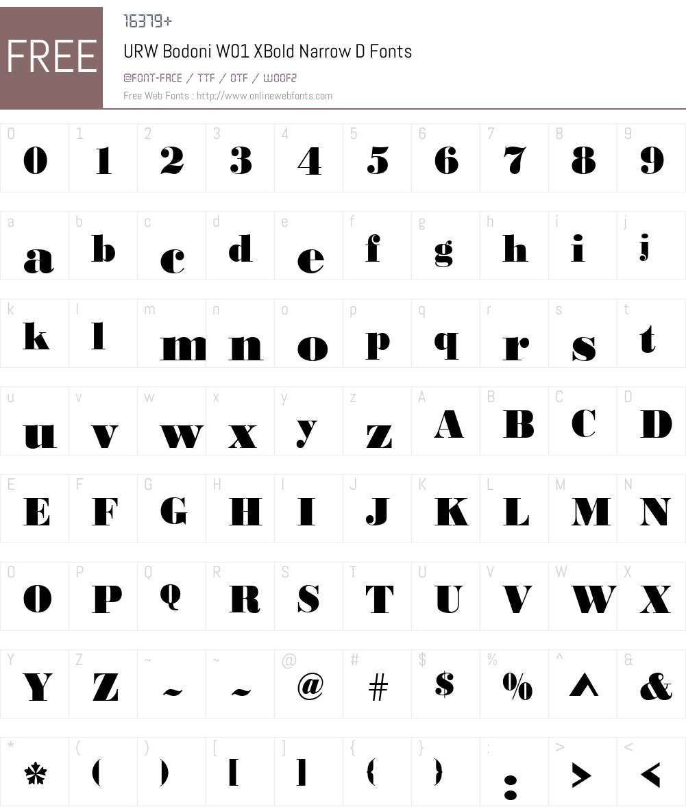 URWBodoniW01-XBoldNarrowD Font Screenshots