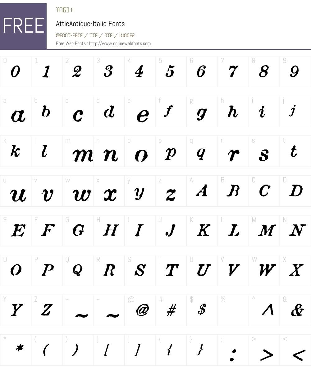 AtticAntique Font Screenshots