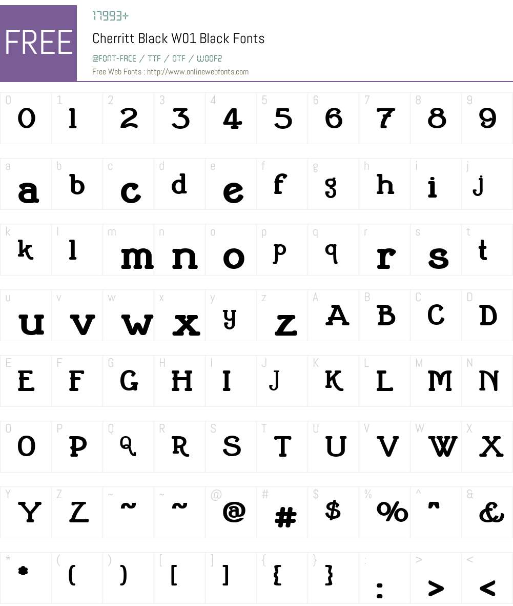 CherrittBlackW01-Black Font Screenshots