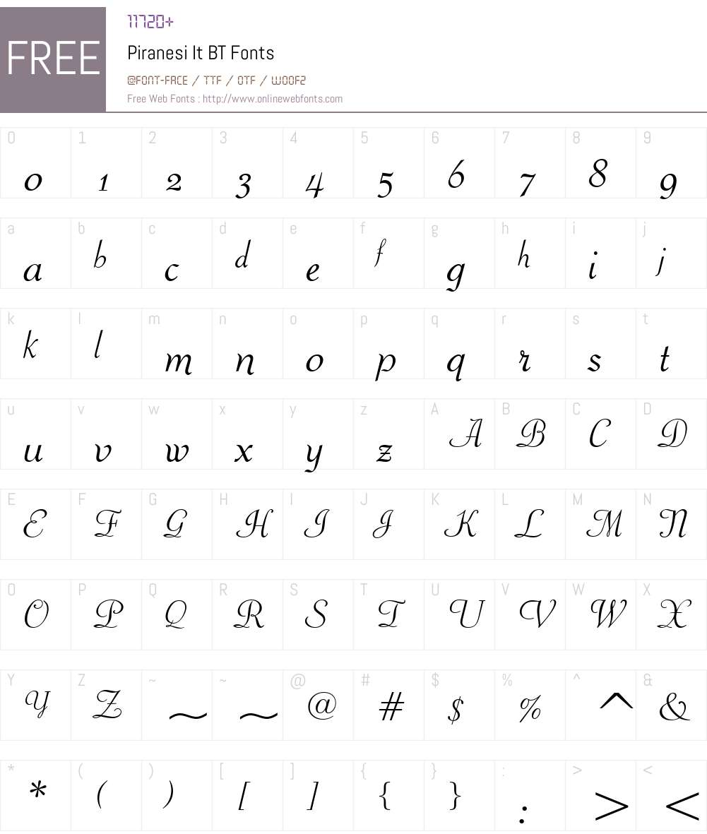 Piranesi It BT Font Screenshots