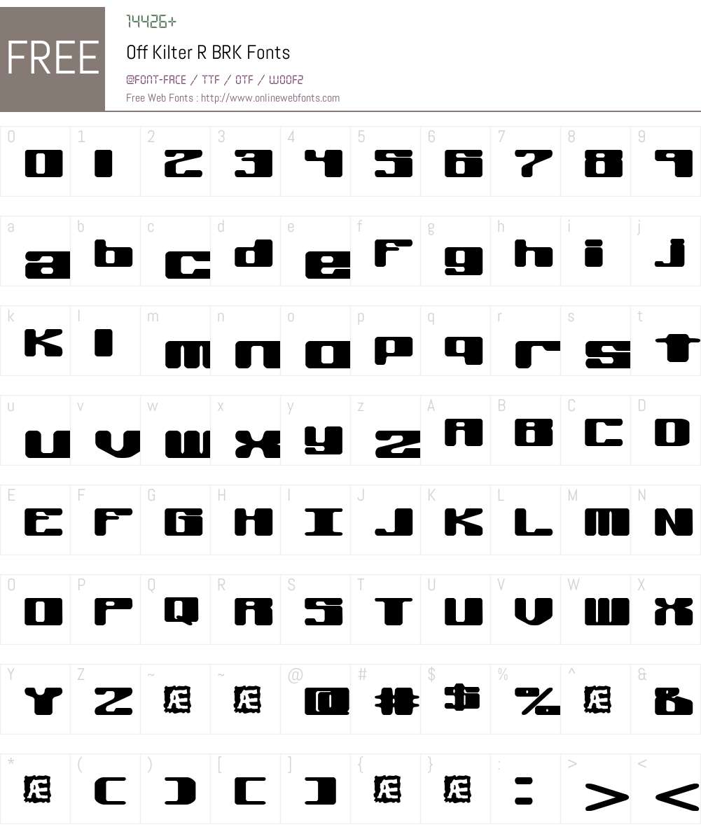 Off Kilter R BRK Font Screenshots