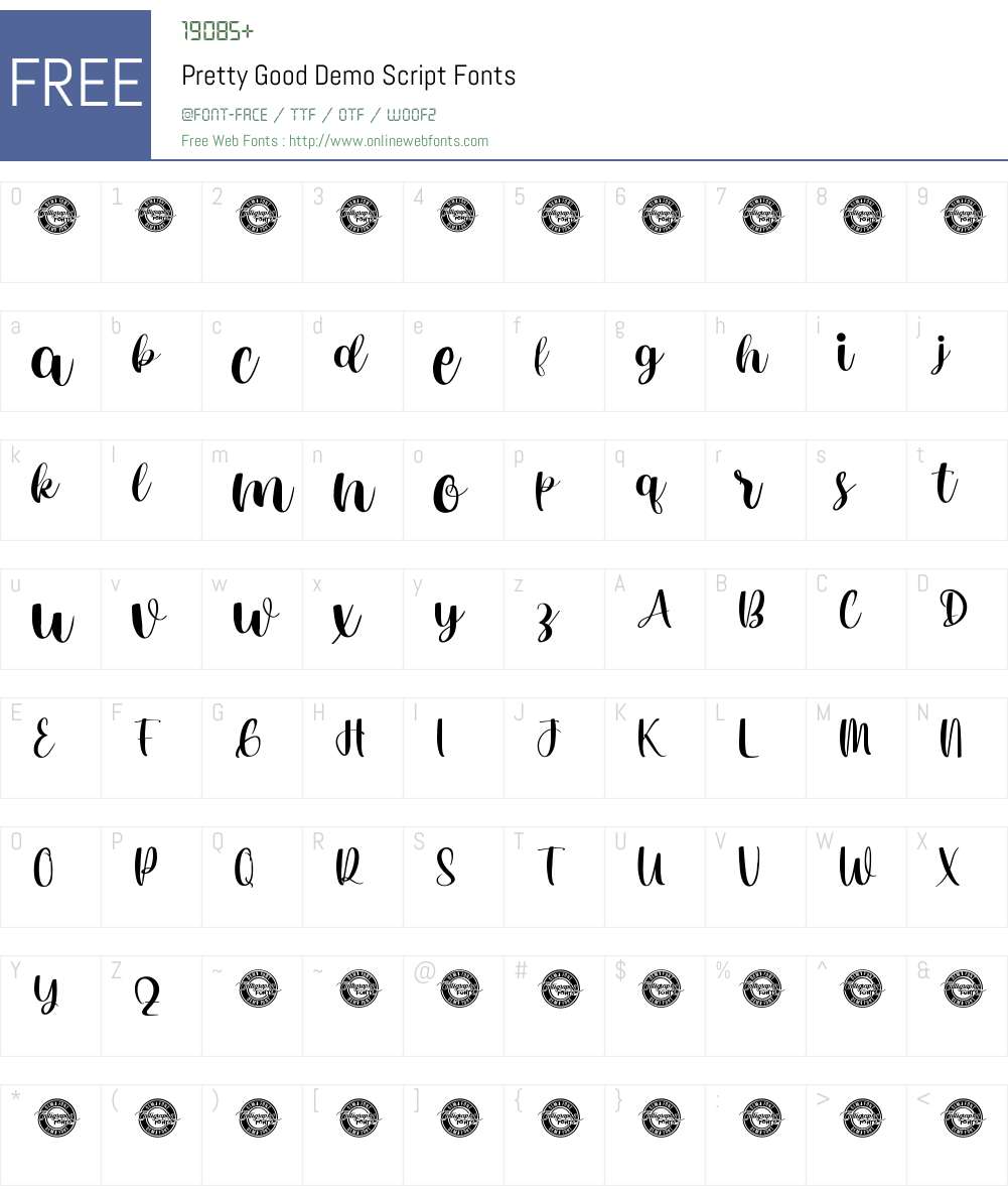 Pretty Good Demo Script Font Screenshots