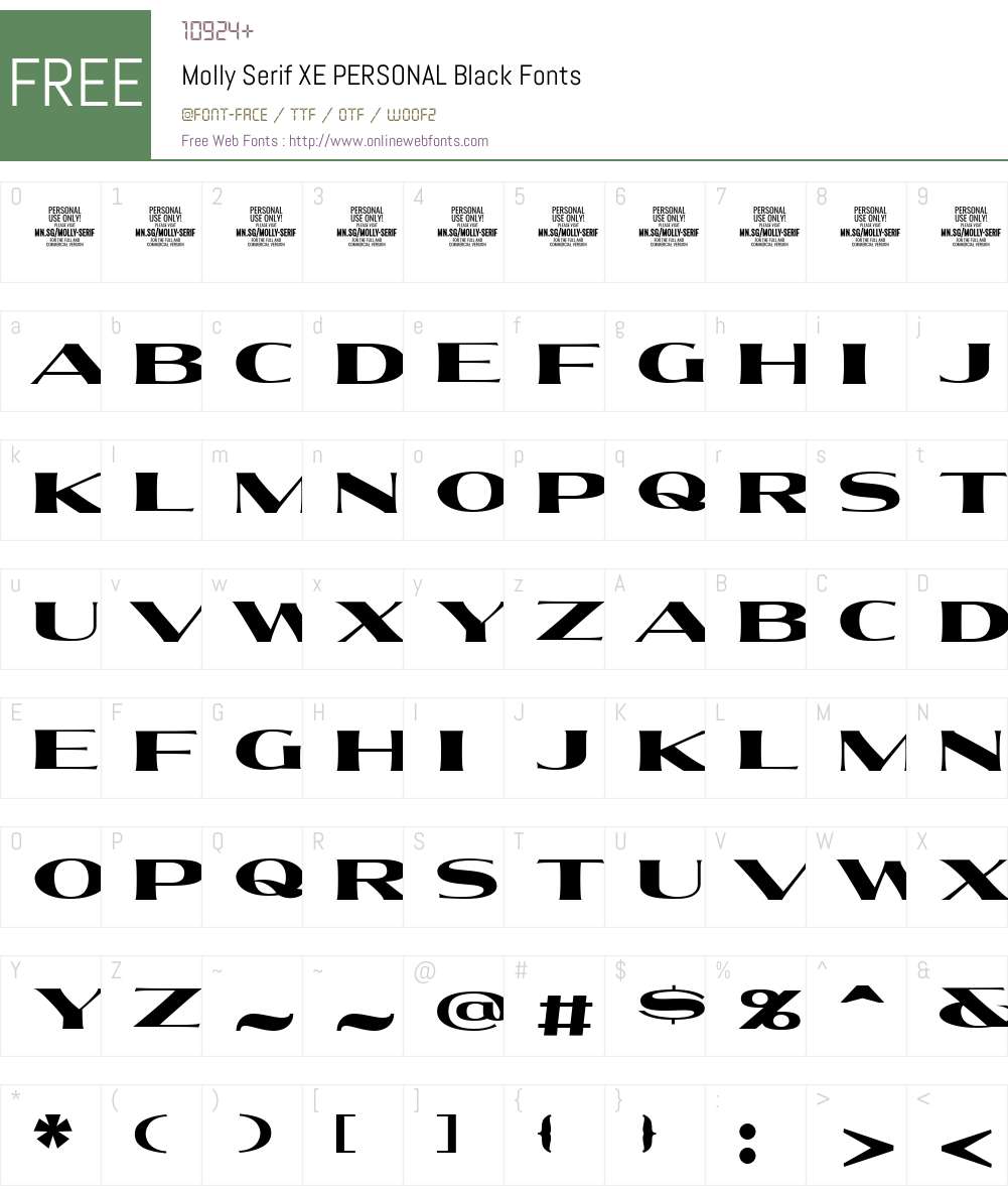 Molly Serif XE PERSONAL Font Screenshots