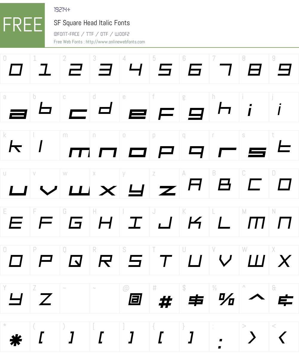 SF Square Head Font Screenshots