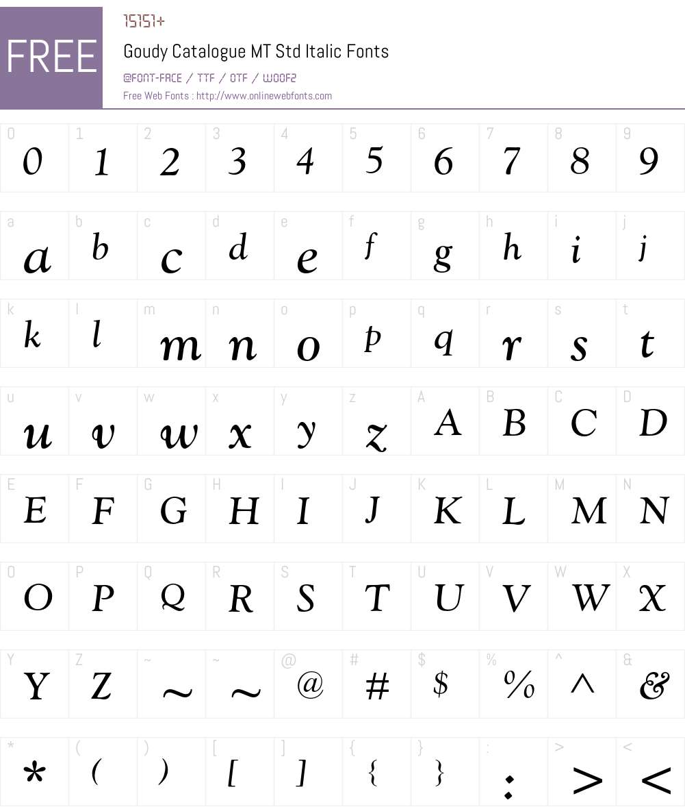 Goudy Catalogue MT Std Font Screenshots