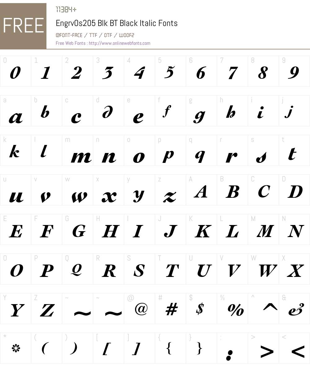 EngrvOs205 Blk BT Font Screenshots