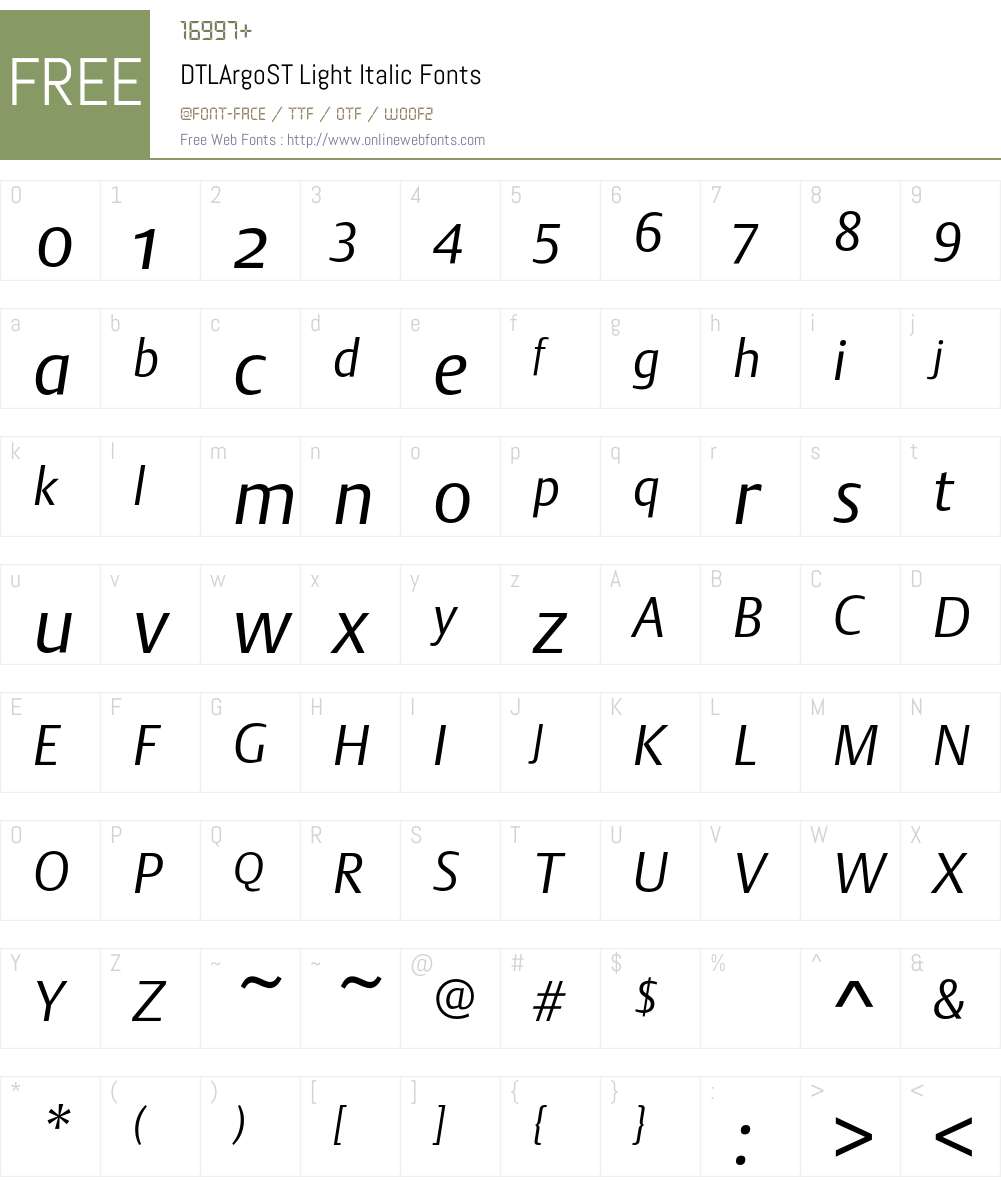 DTL Argo Font Screenshots