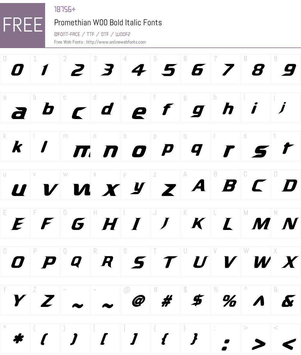 Promethian Bold Italic Font Screenshots