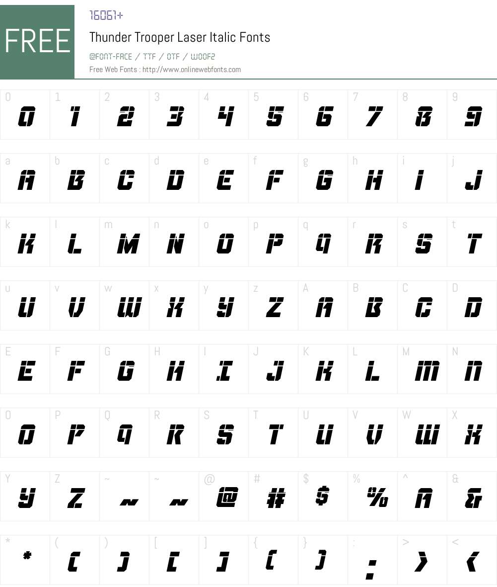 Thunder Trooper Laser Italic Font Screenshots