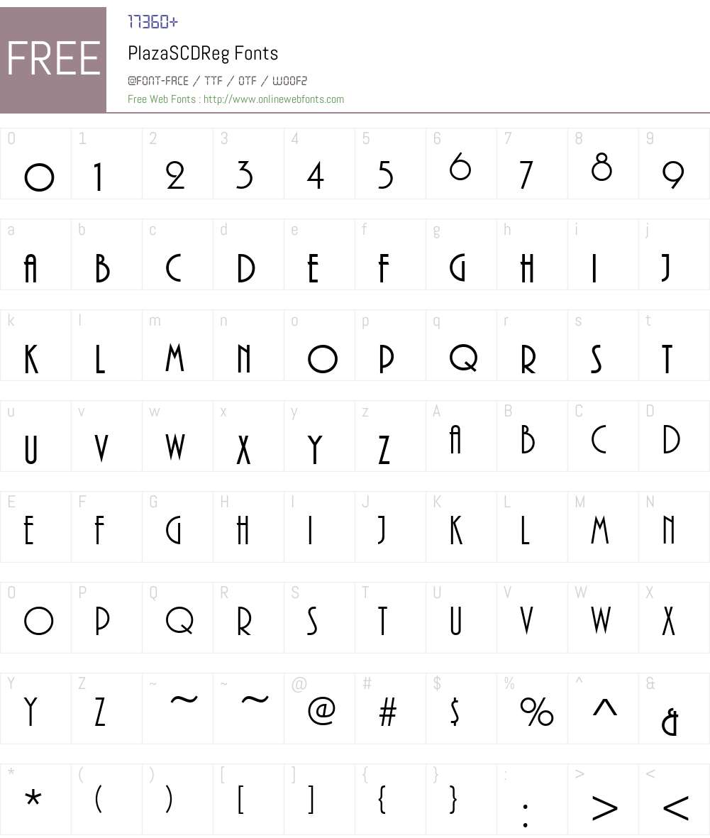 PlazaSCDReg Font Screenshots